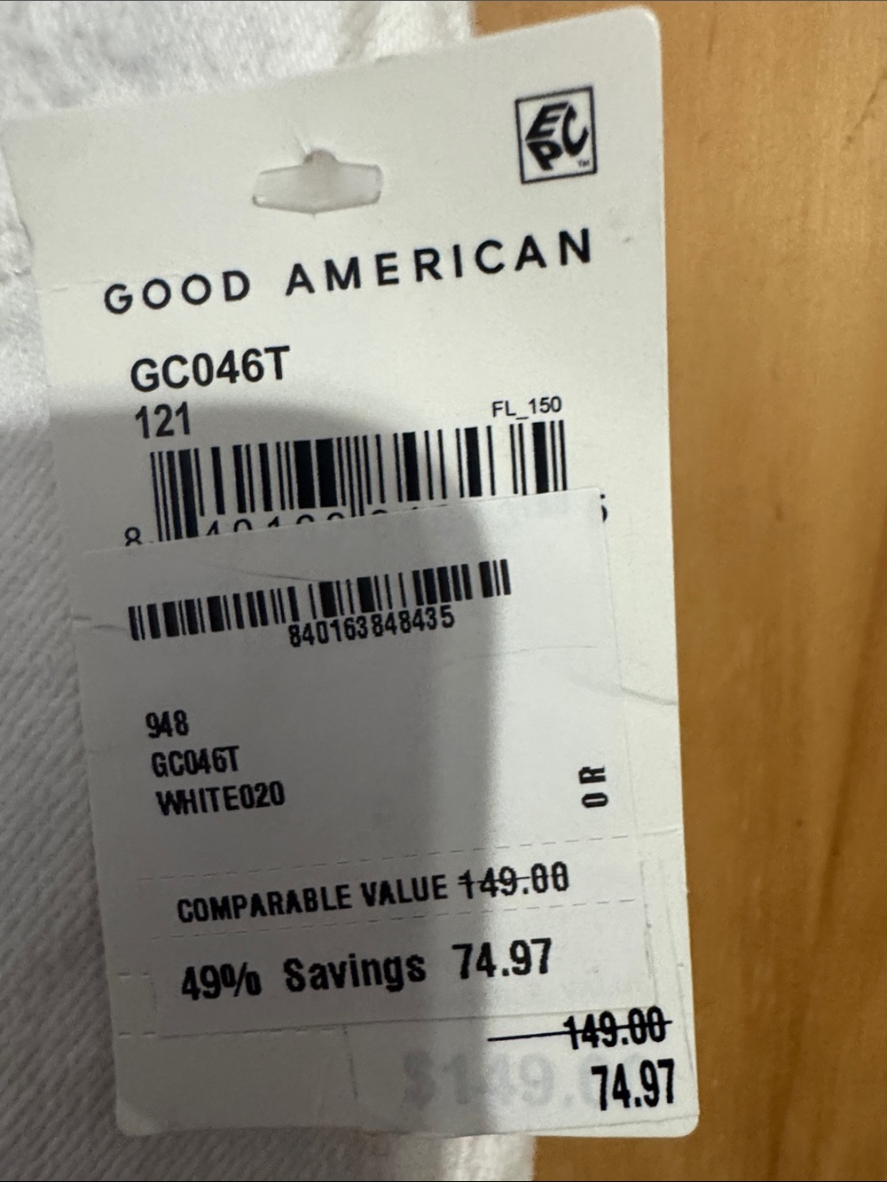 NEW WITH TAGS Good American White Straight-Leg Jeans - Picture 4 of 8